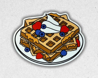 Belgian waffle with fruit and whip cream sticker
