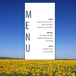 Digital Editable Blue Garden Letter Menu, Canva Event/Wedding Menu Template, Instant Download