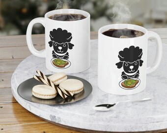 Brunch Buddy | Black Poodle with Avocado Toast Ceramic Mugs (11oz)