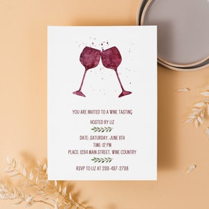 Digital Editable Invitation Wine Down Tasting, Canva Wine Down Invitation Template, Instant Download, Evite, Wine Tasting Brunch Template