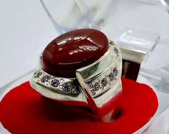 Very Natural YEMENI AGATE Ring, Yemeni Aqeeq Ring, Akik Ring in Handmade 925 Sterling Silver Ring.