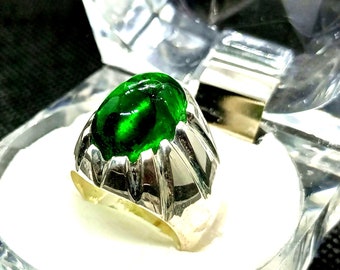 Ottoman Inspired Peridot Ring for Men, Handmade 925 Sterling Silver Jewelry, Masculine Gift for Him.