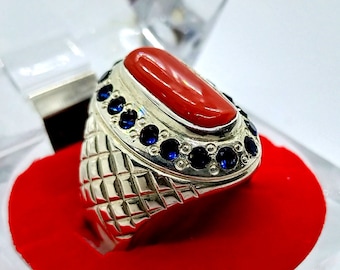 Very Attractive Natural CORAL (MARJAAN) in Handmade 925 Sterling Silver Ring.