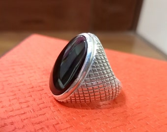 Natural Brown Yemeni Aqeeq Ring, Yemeni Agate Ring, Akik Stone Ring, Handmade 925k Sterling Silver Ring for Men.