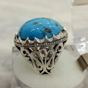 Muy hermoso anillo azul natural Shajri Feroza, anillo turquesa, anillo de plata esterlina hecho a mano 925k para hombres.
