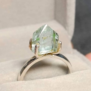 Vintage Mint Green Tourmaline Emerald Ring 925 Sterling Silver Tourmaline Engagement Ring Personalized Gift For Her.