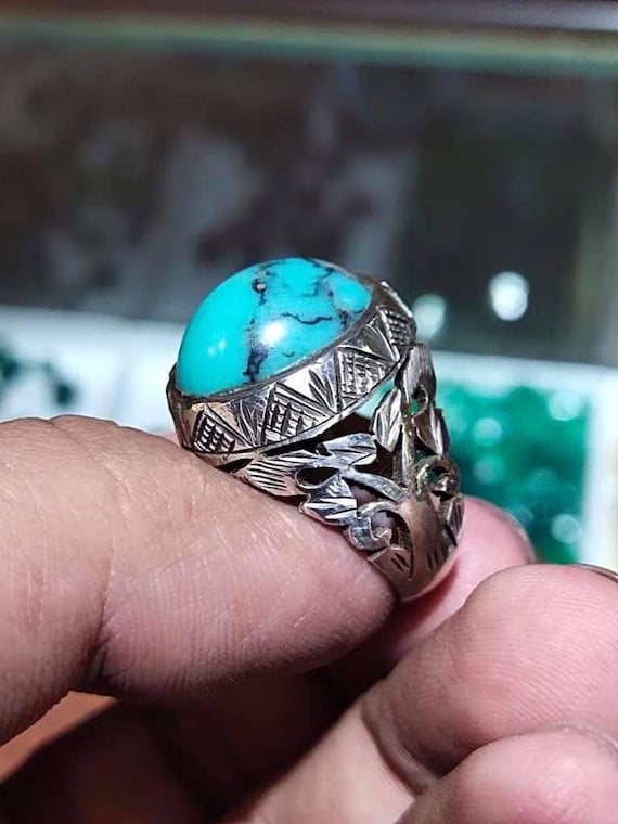 Buy Turquoise Ring, Nature Leaf Ring, 925 Sterling Silver Ring, Boho Ring  for Women, Etched Leaves Ring, Big Stone, Bohemian Turquoise Jewelry Online  in India - Etsy