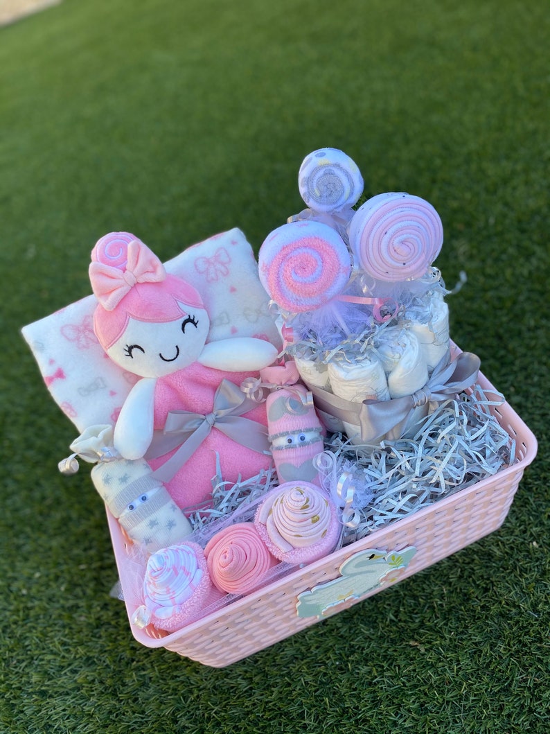 NEW Large Baby Girl Gift Basket Baby Shower Gift New Born Etsy