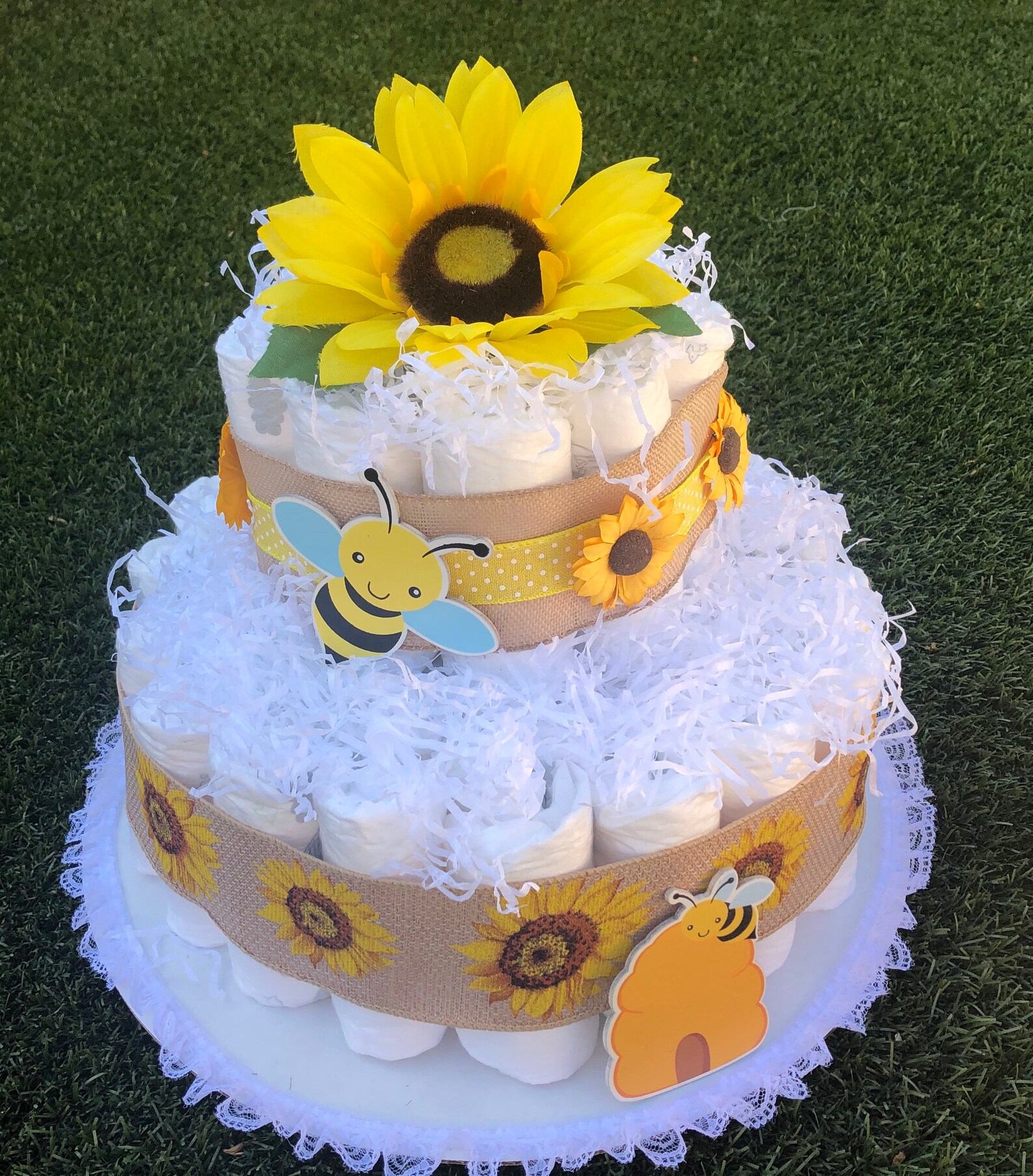 Mommy to Bee Diaper Cake Bee Themed Diaper Cake Sunflower Etsy