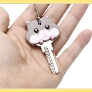 Cute Puppy Pug Cat Rabbit Key Cover Cap Keychain