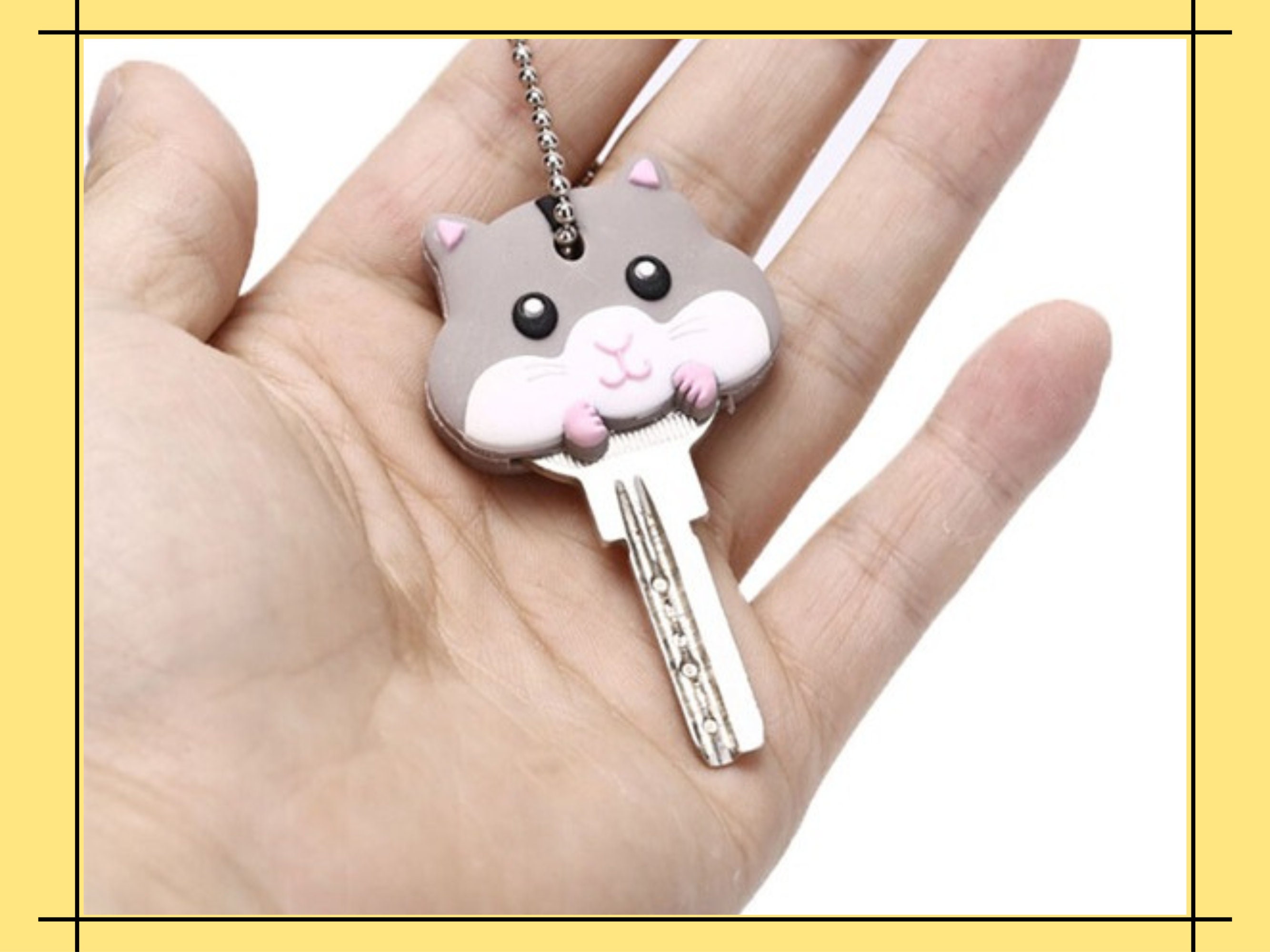 2pcs Flower Cartoon Key Cover Cap Silicone Key Accessories PVC Soft Solid  Key Holder Key Chain For Girl Women Trinket Gift