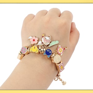 Kawaii Anime Card Captor Sakura Charm Bracelet Sakura Kinomoto Magic Wand Pendant Beads Bracelet for Fans Gift