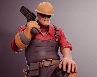 Ingenieur van Team Fortress 2 - Verzamelbare 3D-geprinte beelden - Woondecoratie - Ongeverfde en geverfde versies beschikbaar!