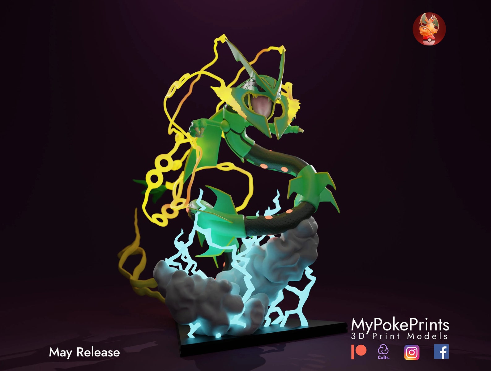 Mega Rayquaza Shiny Pokemon Statue Home Decor 3d Printed in Etsy