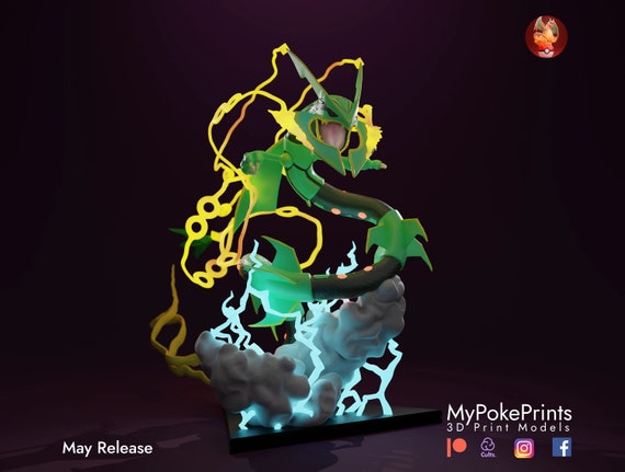 Mega Rayquaza Shiny Pokemon Statue Home Decor 3d Printed in 
