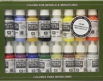 Vallejo Basic USA Acrylic Colors Paint Set, 17ml, Assorted Colors pack of  16 Perfect for DIY Hobby Project Acrylic Paint for Statues 