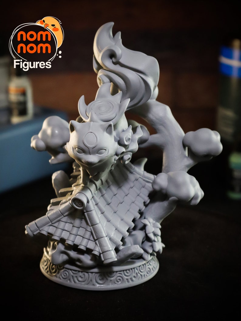 Chibi Amaterasu Diorama van Okami Home Decor Beelden Verzamelbare 3D-geprinte beelden Ongeverfde en geschilderde versies beschikbaar afbeelding 2