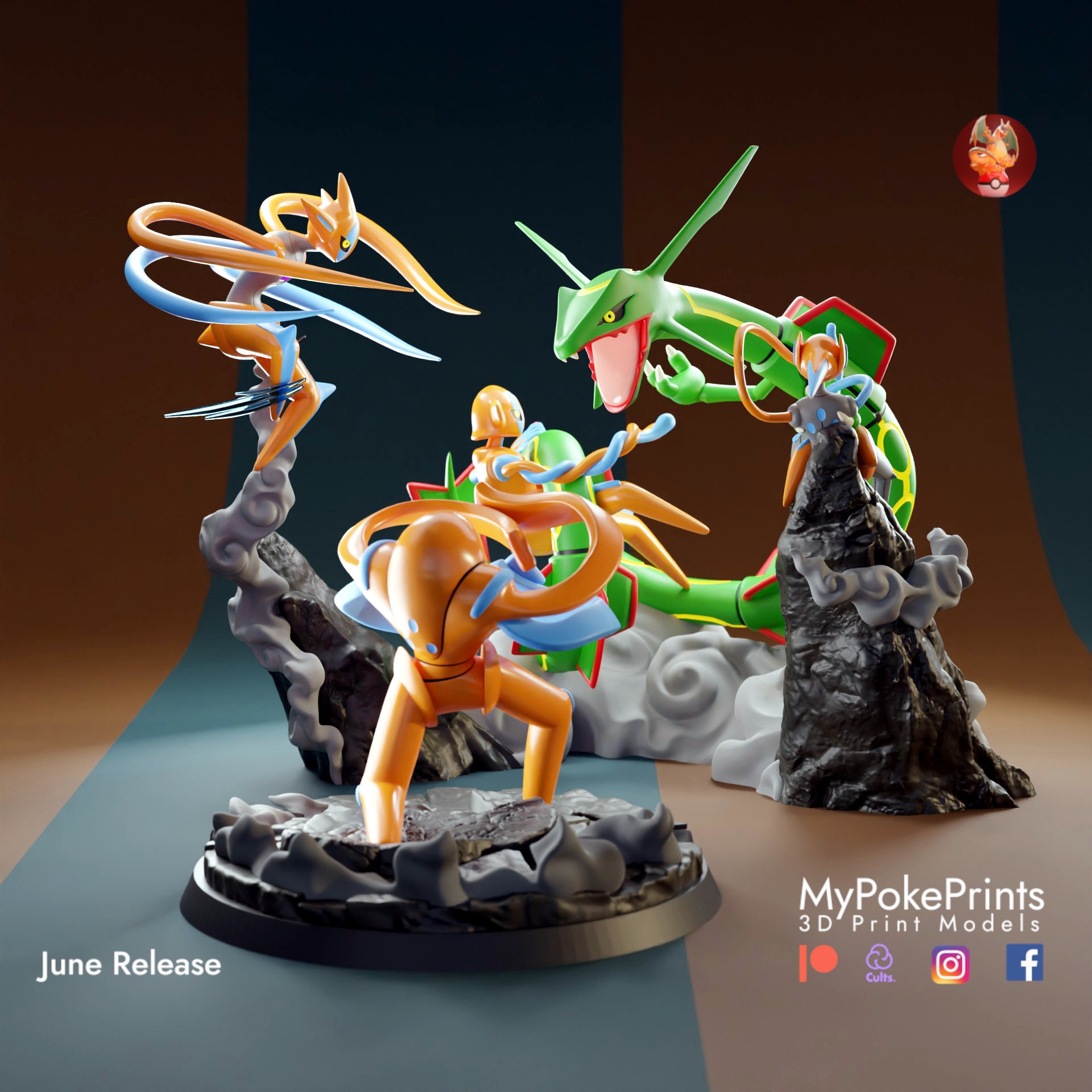 Deoxys Vs Rayquaza Diorama collectible Statue Figure Pokemon - Etsy