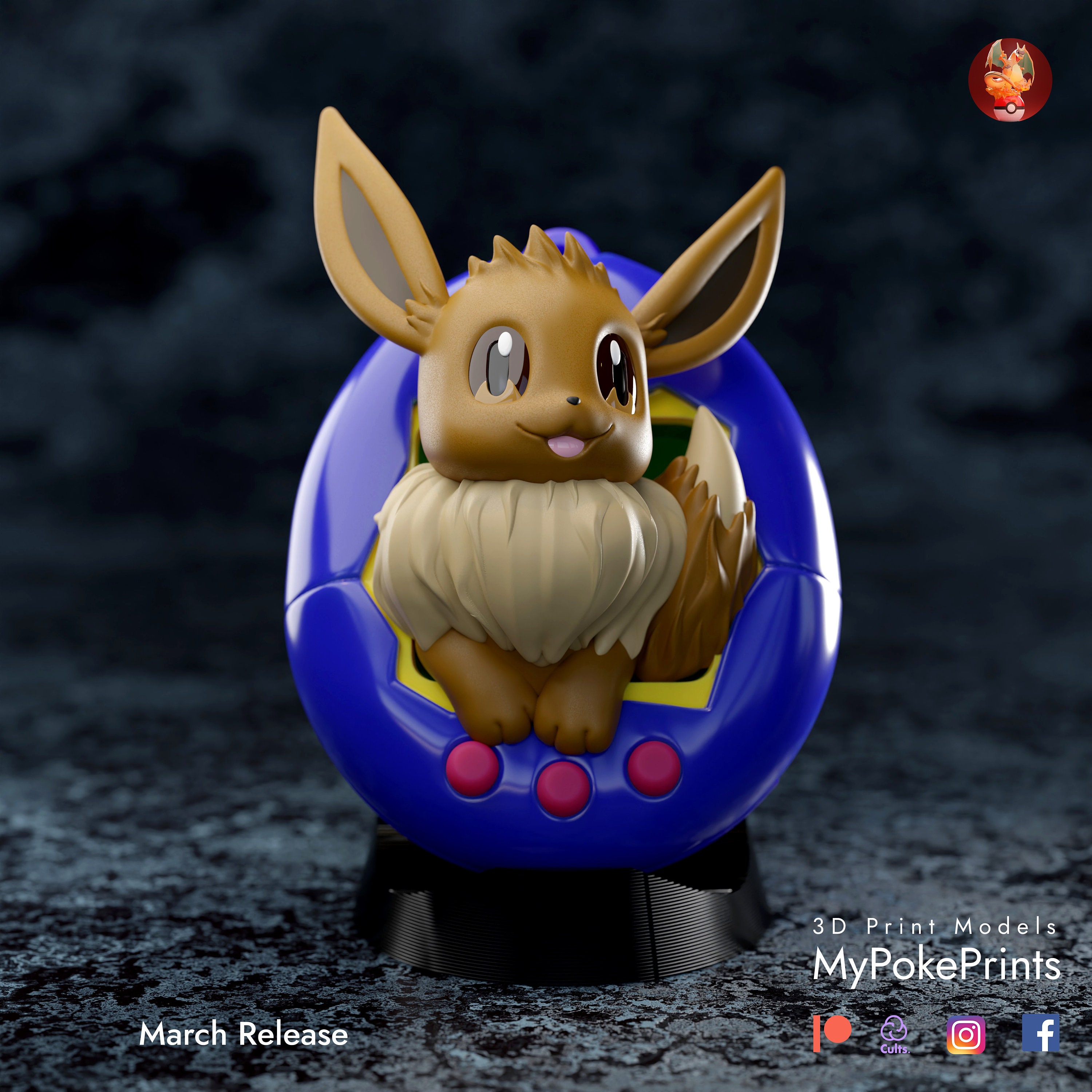 Pokemon Tamagotchi Eevee Ornamental Statue Collectible 3d Printed Statues  Home Decor Unpainted and Painted Versions Available 