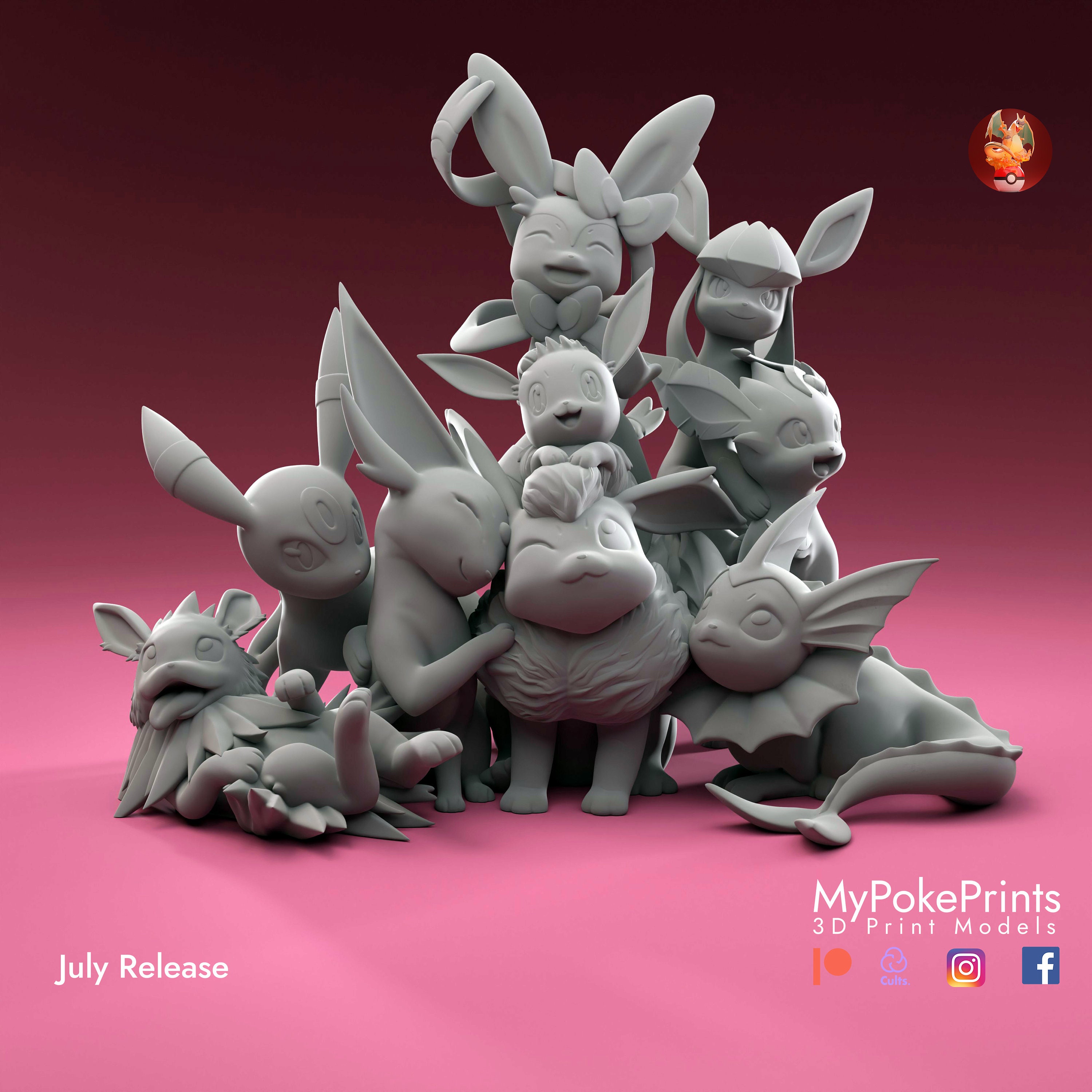 Pokemon eevee evolution pack v2 3D model 3D printable