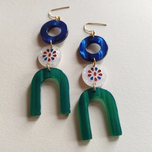 Fancy Earrings - Green Blue Colour