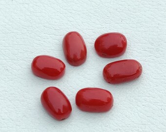 AA Quality-Natural Red Coral Oval Shape Cabochon-Beautiful Italian Coral-Vintage  Coral Gemstone-Flat Back Smooth Polished Jeweler Making