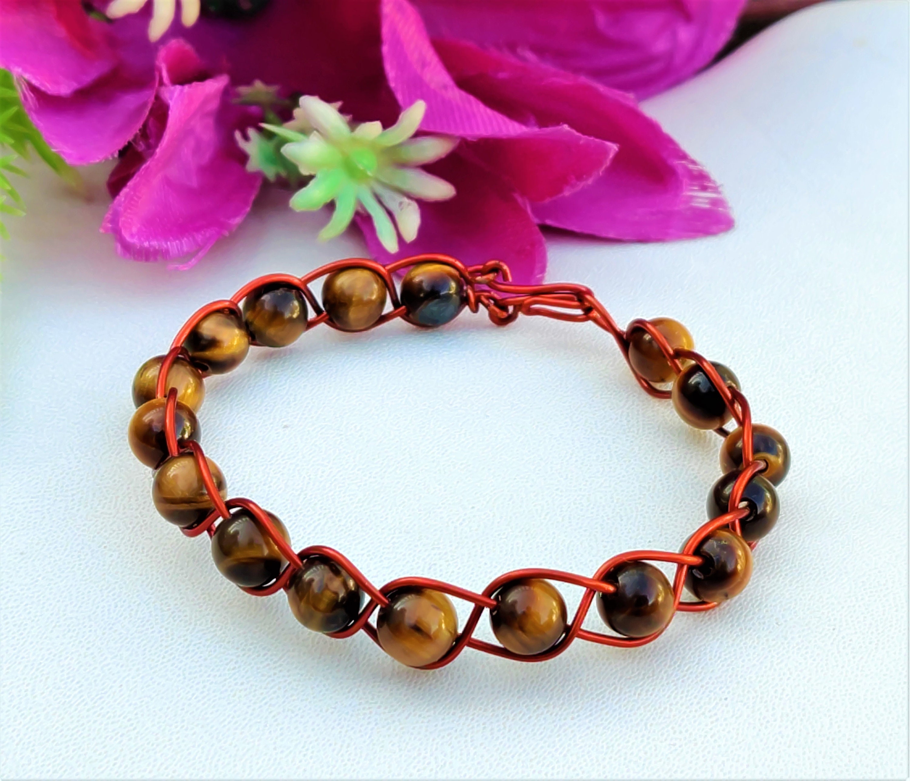 Pulsera de piedra de ojo de tigre natural brazalete con Etsy España Pulsera de piedra de ojo de tigre natural brazalete con Etsy España