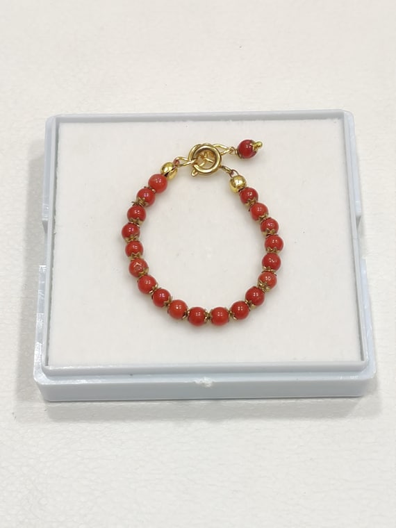 100 Red Coral Baby Bracelet New Baby Born italy Coral Lucky Charm