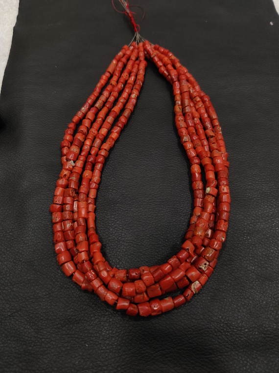 Lot De 100 Perles De Corail Rouge Italien Poli - Naturel Non Traité - Pour Création Bijoux