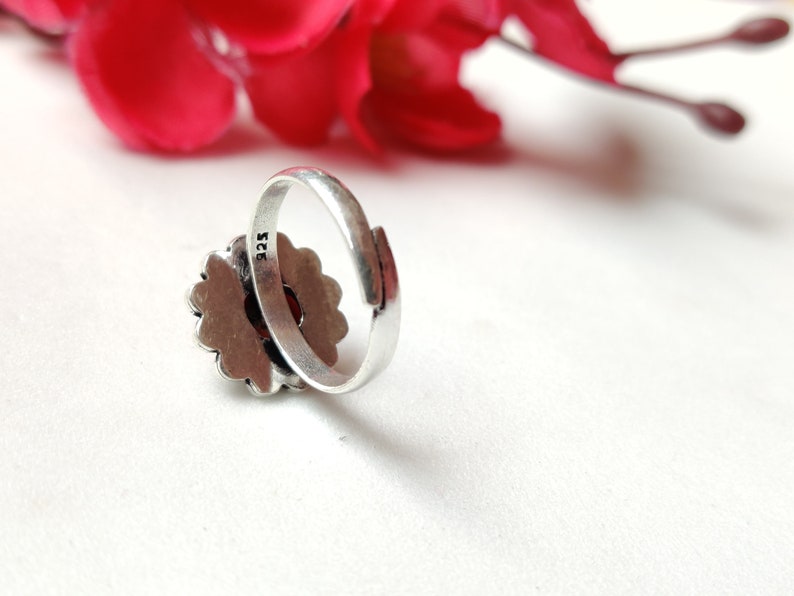 Oxidized German Silver Ring Coral Nepali Jewelry Gemstone Ring Red Coral Ring Genuine Coral Beautiful Ring Gemstone adjustable Ring