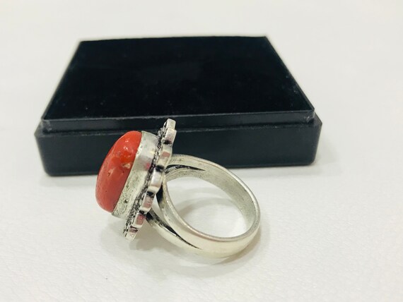 Red Coral Gemstone Handmade Rings-Natural Red Cor… - image 4