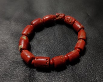Beautiful Red Coral Stretchy Bracelets 100% Natural Red Coral Beads Bracelet-Genuine Red Coral Beads-Vintage Coral Polished Beads Bracelet