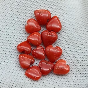 Amazing Coral Heart Shape Cabochon-Italian Coral Heart Shape Coral Cabs Loose Coral Cabochon Vintage Red Coral For Making Jewelry