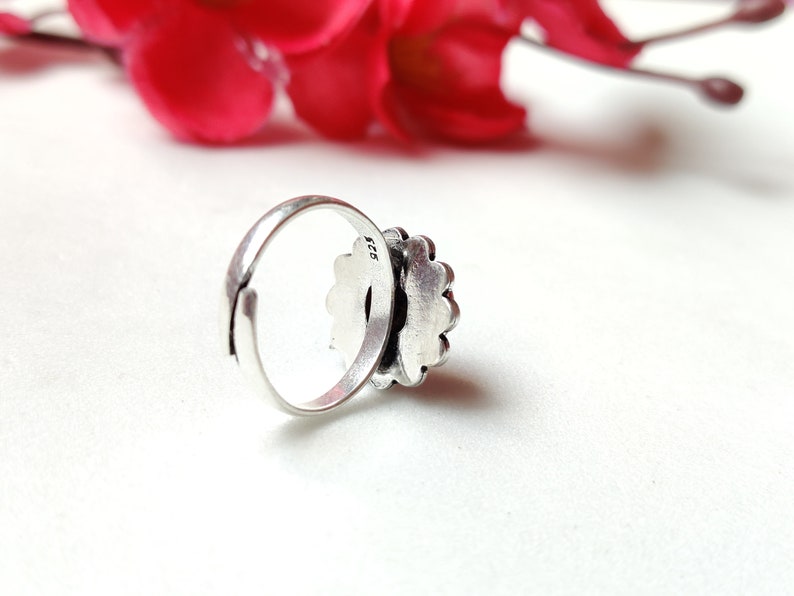 Oxidized German Silver Ring Coral Nepali Jewelry Gemstone Ring Red Coral Ring Genuine Coral Beautiful Ring Gemstone adjustable Ring