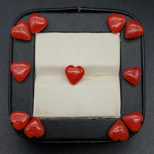 Beautiful Red Coral Heart Shape Lot Genuine Red Coral Cabochon 100%Natural Italian Coral Cabs-Vintage Coral Cabochon Lot For Making Jewelry