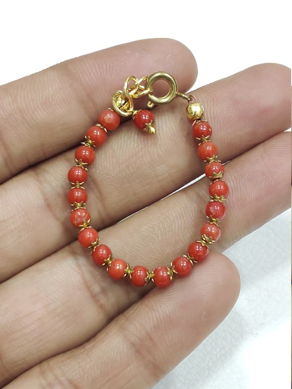 14kt Red Coral Baby Bracelet Genuine Red Mediterranean Infant Gift Newborn  - Etsy