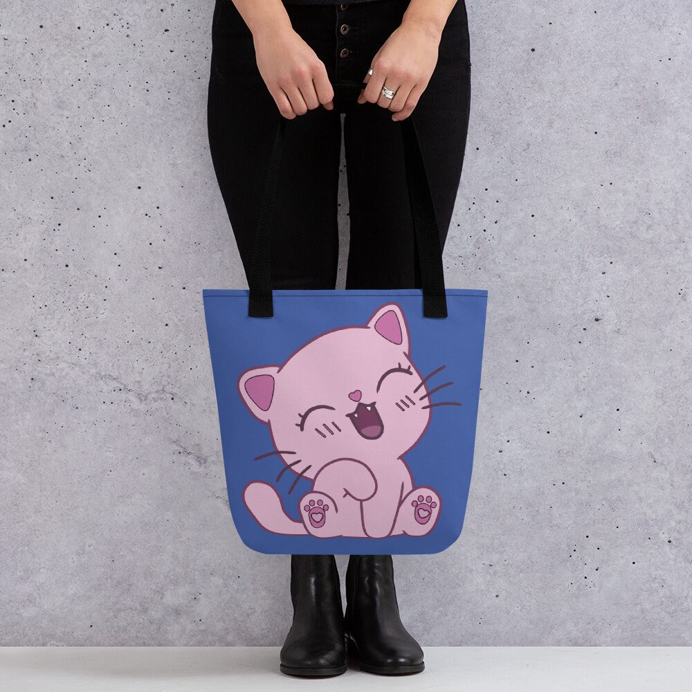 Japanese Kawaii Kitten Gifts for Cat Lovers Blue Teacher Bag | Etsy