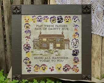 Pansies Fair PDF Counted Cross Stitch Pattern, Sampler, Instant Download