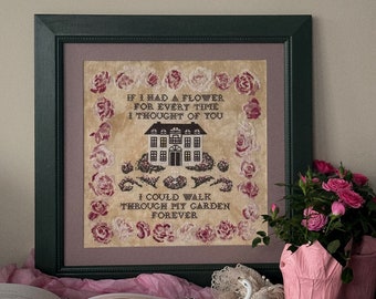 Garden of Thoughts PDF Counted Cross Stitch Pattern, Sampler, Instant Download