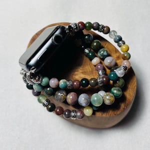 Indian Agate beads women’s Apple Watch band multi strand stretchy 6mm & 8mm beads