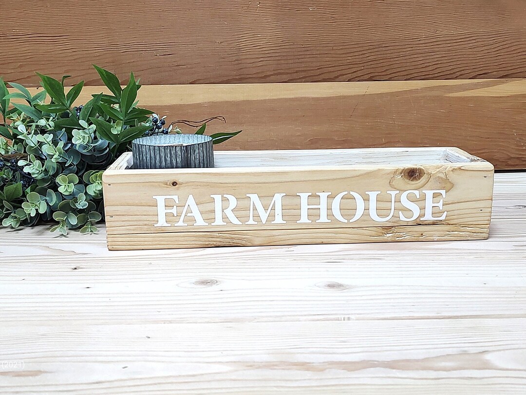Farmhouse Rustic White Painted Wood Decorative Display Box for Country ...