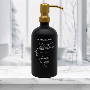 Personalized Glass Soap Dispenser for Family in Bathroom, Kitchen - Custom Glass Bottle - Gift for Women on Birthday, Anniversay, Valentine