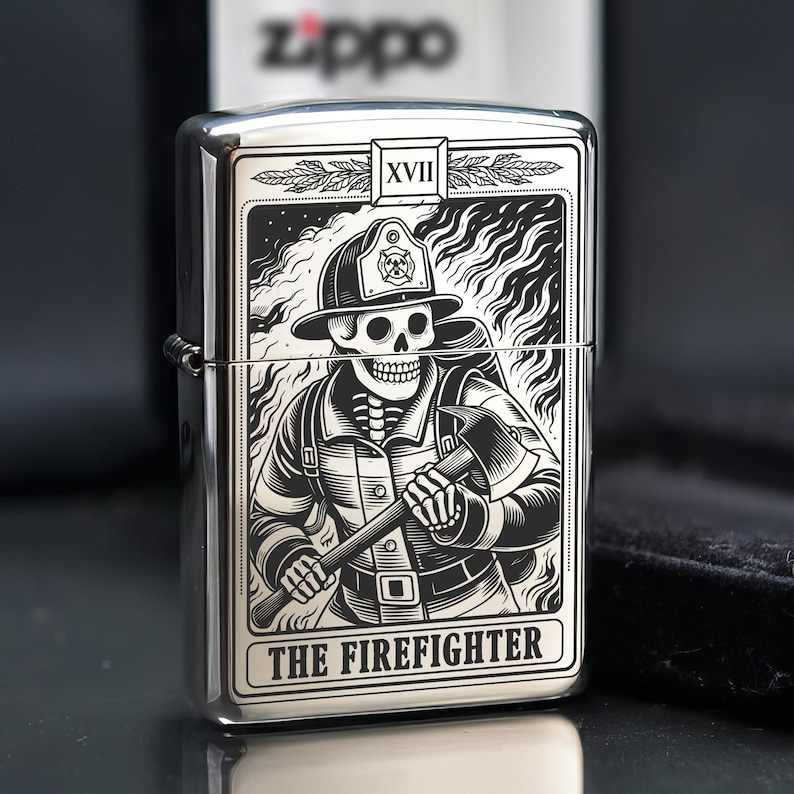 Personlig lasergraverad Tarot Zippo-tändare – Anpassad meddelandegravyr | Brandmansdesign | Tillverkad i USA bild 11