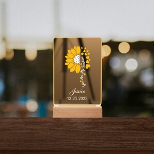 Custom Sunflower Acrylic Night Light: Personalized Home Decor Gift
