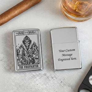 Personlig lasergraverad Tarot Zippo-tändare – Anpassad meddelandegravyr | Brandmansdesign | Tillverkad i USA bild 7