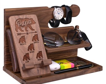 Personalized Gift For Family - Handmade Unique Phone Docking Station - Gift for Him, Dad on Anniversary, Birthday, Christmas