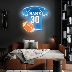 Personalized football jersey neon signs, LED Name Neon Lights for Room, Man Cave, Dorm, Wall Decor, USB Powered, Handmade Gifts 2025