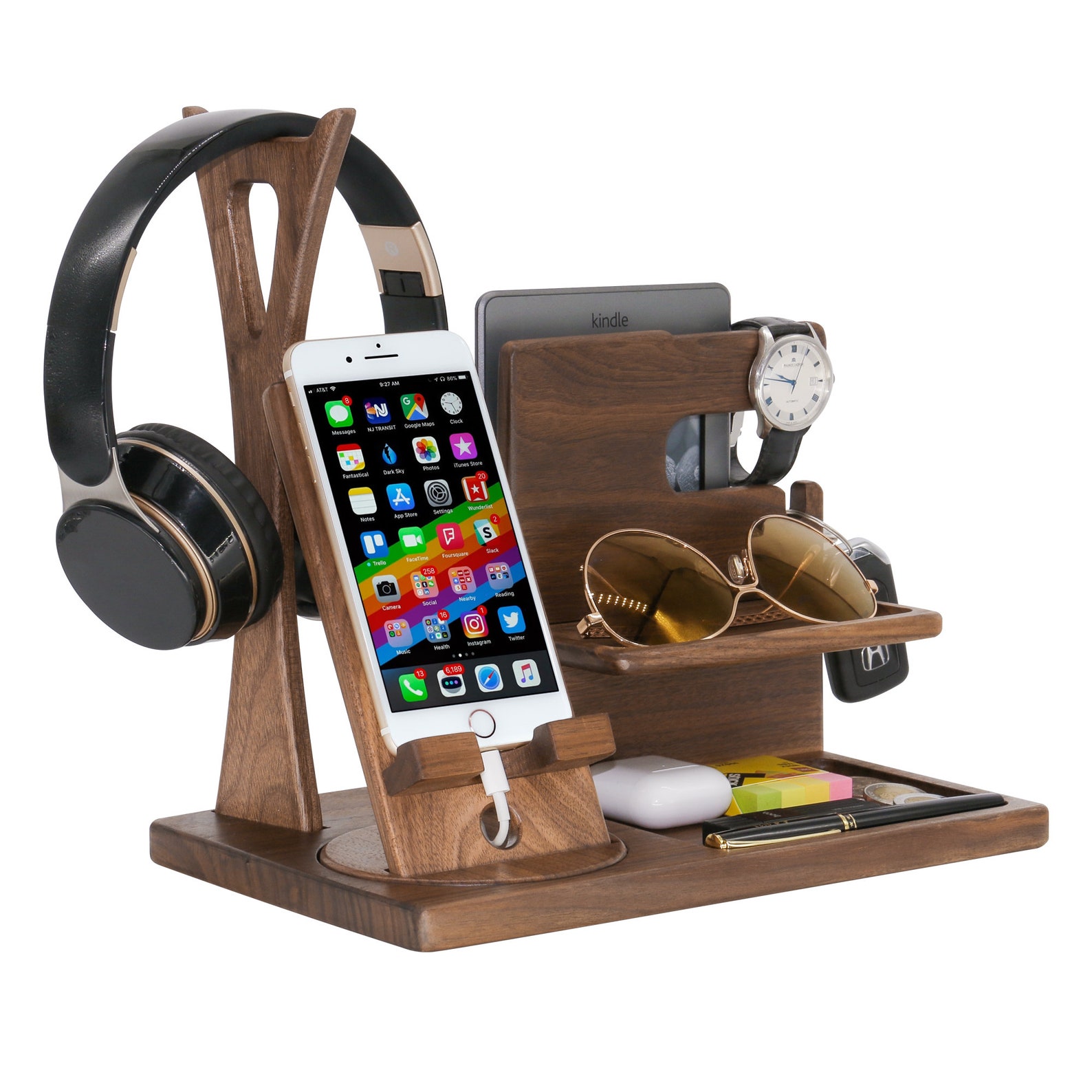 Desk Organizer Headphone Stand Nightstand Organizer Phone Etsy