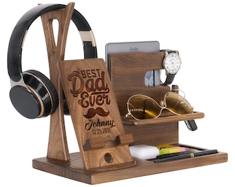 Gift for Dad Grandpa - Handmade Phone Docking Station - Gift for Him, Dad, Boyfriend on Birthday Anniversary, Christmas