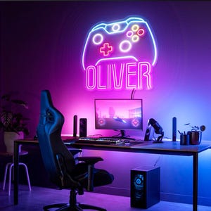 Letrero de neón de jugador personalizado: luz LED para mando de juego, etiqueta de jugador personalizada